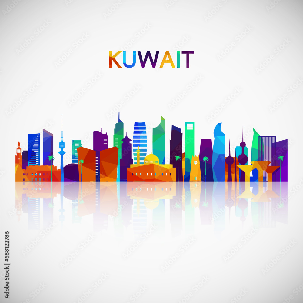 Kuwait skyline silhouette in colorful geometric style. Symbol for your design. Vector illustration.