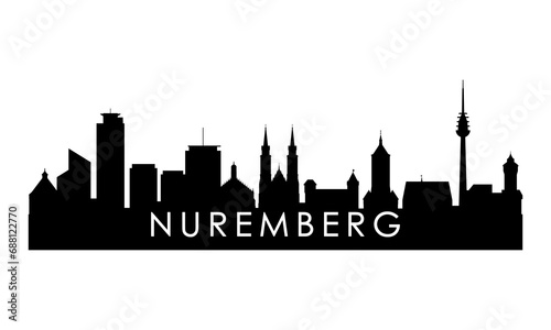 Nuremberg skyline silhouette. Black Nuremberg city design isolated on white background.