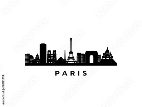 Vector Paris skyline. Travel Paris famous landmarks. Business and tourism concept for presentation, banner, web site.