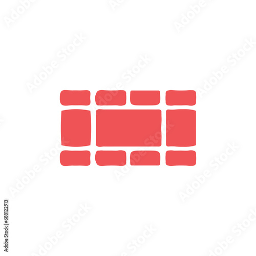 Brick icon. Simple style building company poster background symbol. Brick brand logo design element. Brick t-shirt printing. Vector for sticker.