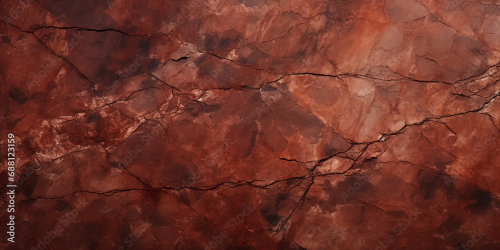 Dark red orange brown rock texture with cracks. Close-up. Stone granite background for design. 