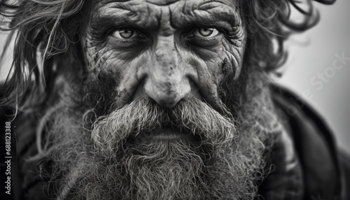 The Weathered Warrior: An Extreme Close-Up in Black & White