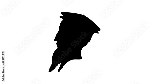 John Calvin,  black isolated silhouette