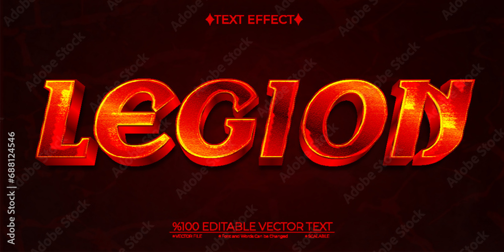  Red Legion Editable Vector 3D Text Effect