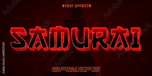 Red Samurai Editable Vector 3D Text Effect