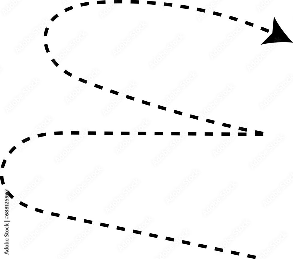 Curve arrow icon. Curved dotted arrow. Zigzag arrow stripes with dotted lines. Vector Curve arrow icon. Curved dotted arrow. Zigzag arrow stripes with dotted lines. Vector