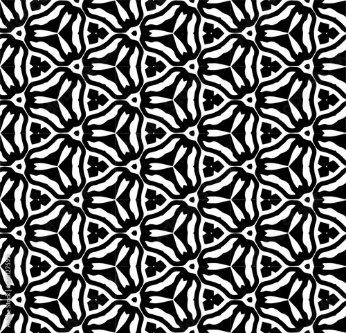 Black and white seamless abstract pattern. Background and backdrop. Grayscale ornamental design. Mosaic ornaments. Vector graphic illustration. EPS10. © Jozsef