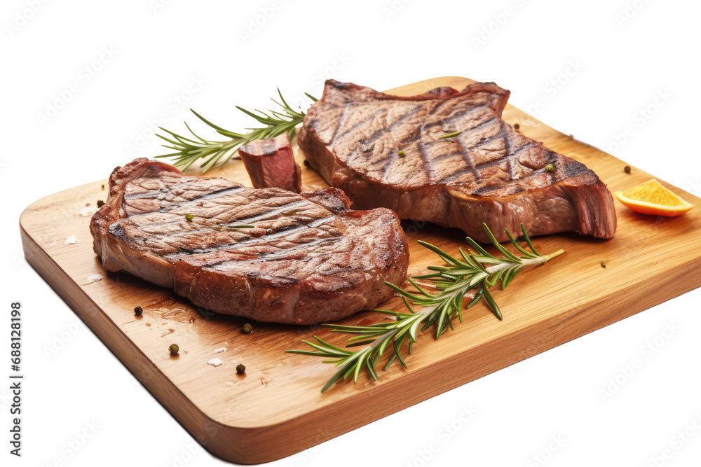 delicious t-bone steaks with rosemary bbq grilling