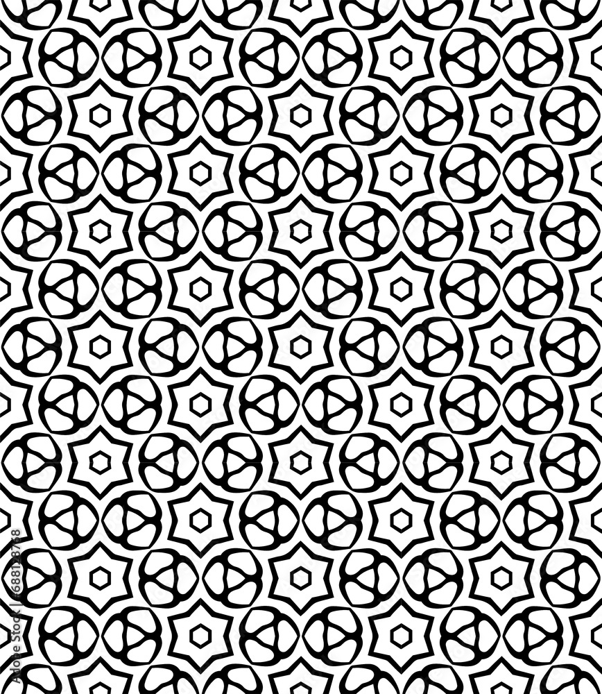 Black seamless abstract pattern. Overlay for background and backdrop. Ornamental design. PNG graphic illustration with transparent background.
