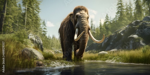Realistic Mammoth Illustration photo
