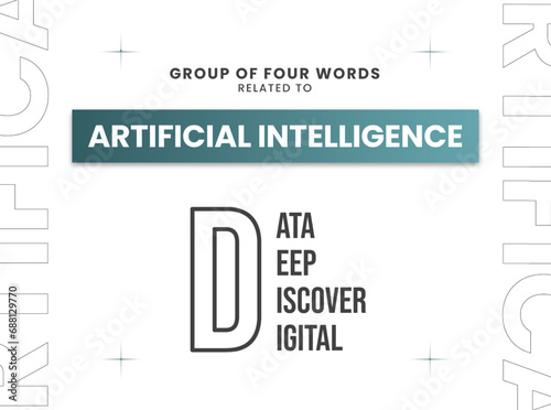 Group of four words related to Artificial Intelligence