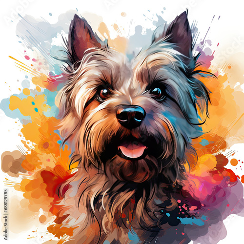 watercolor Cairn Terrier clipart, Generative Ai