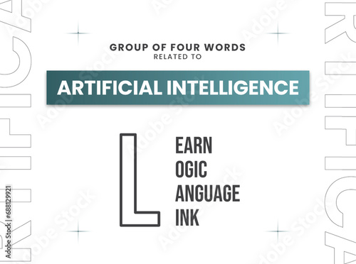 Group of four words related to Artificial Intelligence