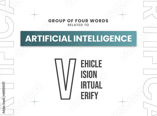 Group of four words related to Artificial Intelligence