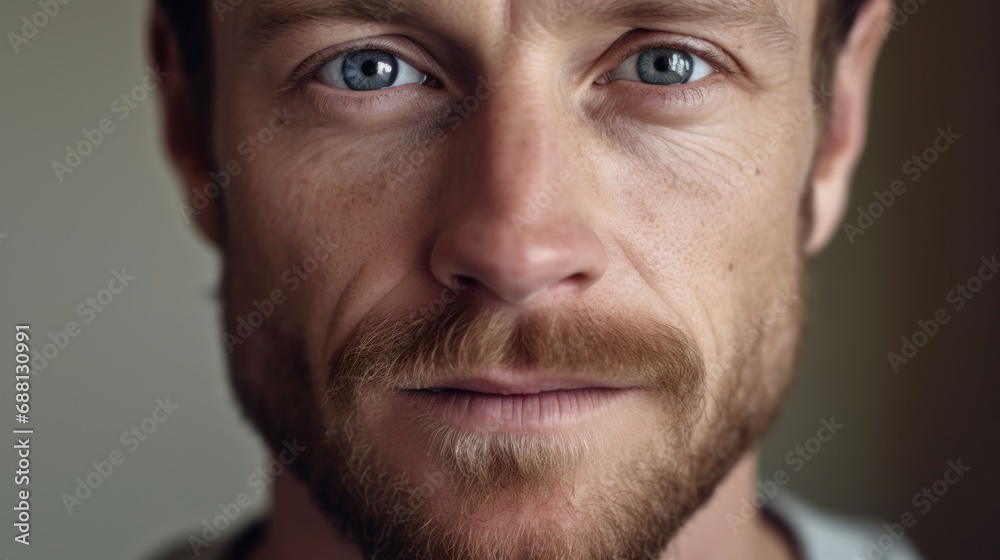 Fototapeta premium Extreme close-up of the man's eyes, conveying raw emotion.