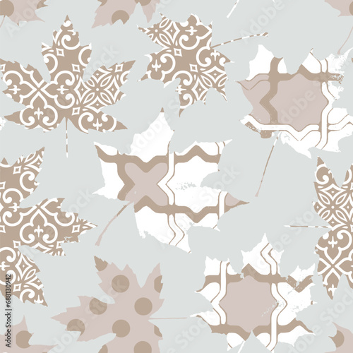 Vector abstract flower and leaf brush artwork seamless repeat pattern