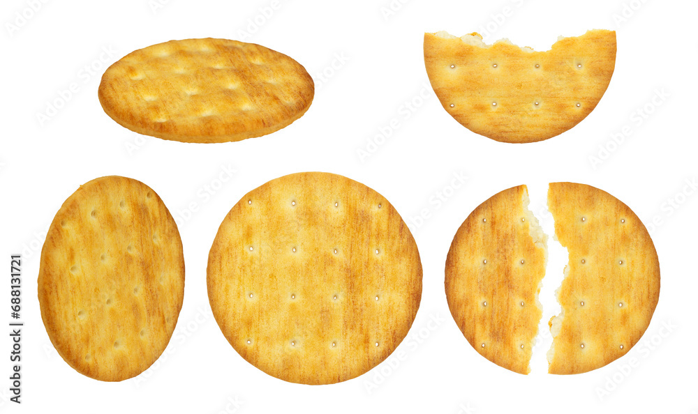 cracker, round salted cracker isolated from background cracker, round salted cracker isolated from background