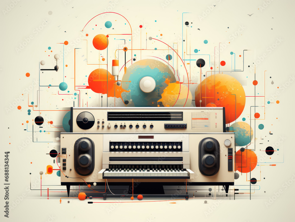 retro music background, illustration, abstract