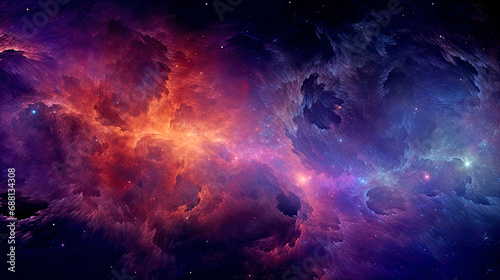 Abstract 3D Universe Galaxy background with fantastic cosmic nebulae, stars. AI generated illustration.