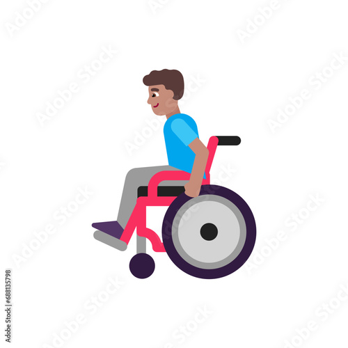 Man in Manual Wheelchair: Medium Skin Tone