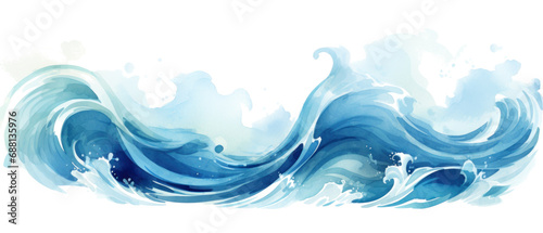 the waves png watercolor template isolated