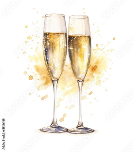 champagne flutes, isolated