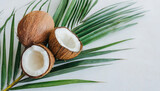 coconuts and leaf of palm trees