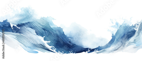 the waves png watercolor template isolated