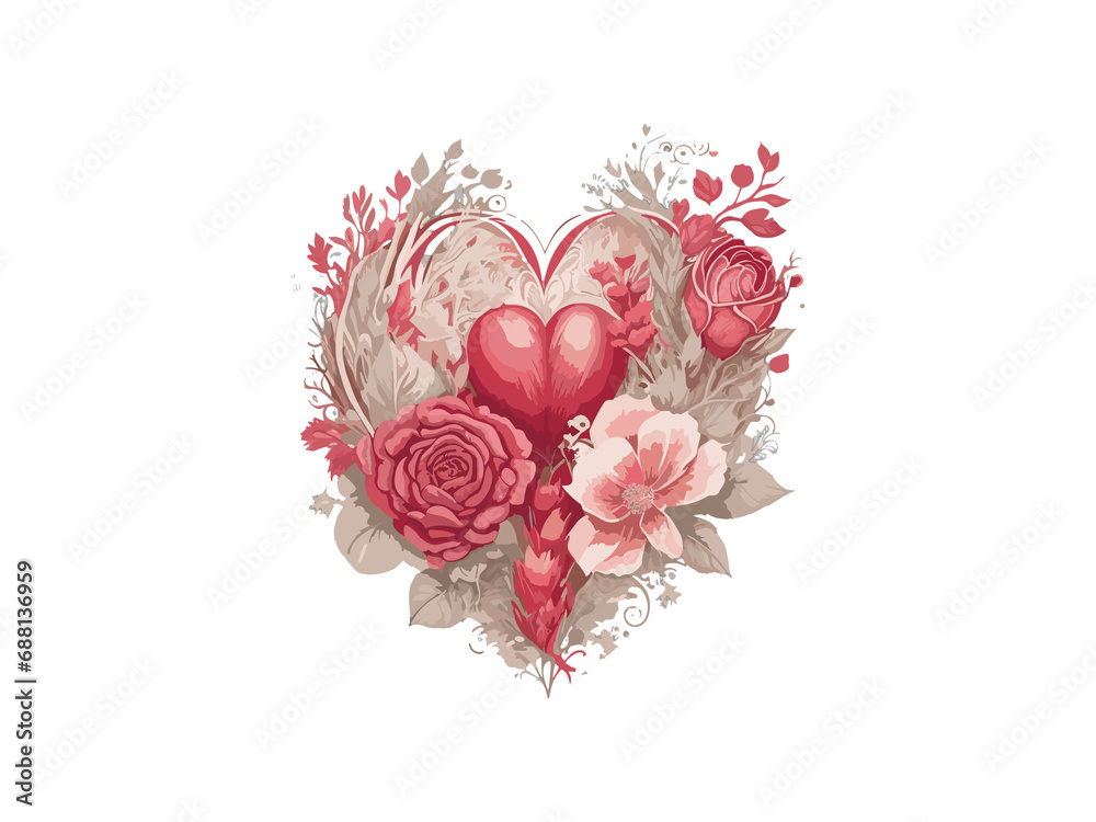 Heart made of roses and flowers, valentines women mother's day vector illustration frame clipart Heart made of roses and flowers, valentines women mother's day vector illustration frame clipart