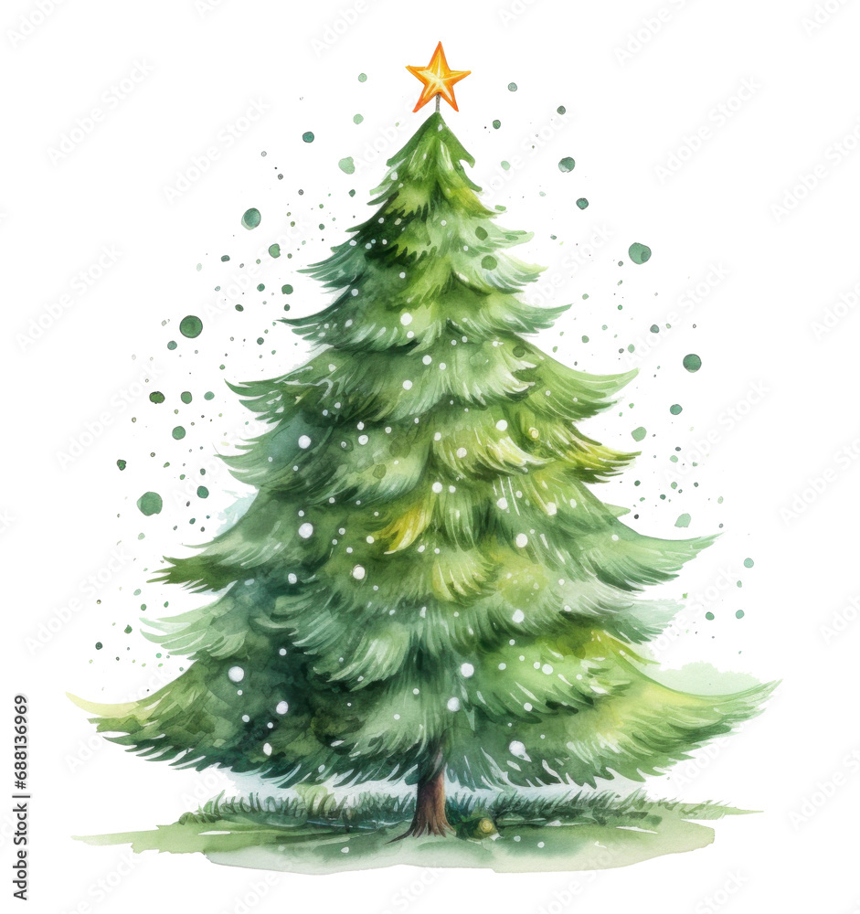 christmas tree illustration holiday isolated