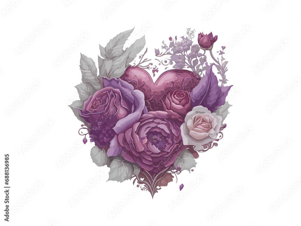 Heart made of roses and flowers, valentines women mother's day vector illustration frame clipart Heart made of roses and flowers, valentines women mother's day vector illustration frame clipart