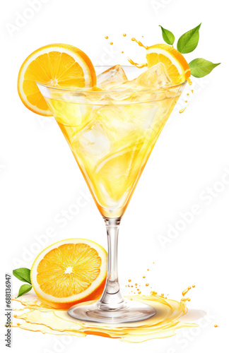 an example of a muddled lemon drink in martini glass, isolated