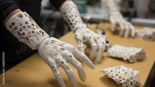 Obraz na płótnie prototype of a human prosthetic hand. made using a 3D printer