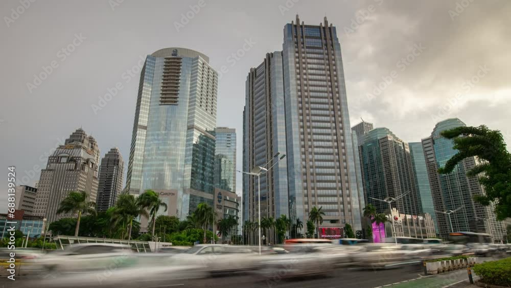 day time jakarta city downtown traffic street panorama 4k timelapse indonesia day time jakarta city downtown traffic street panorama 4k timelapse indonesia