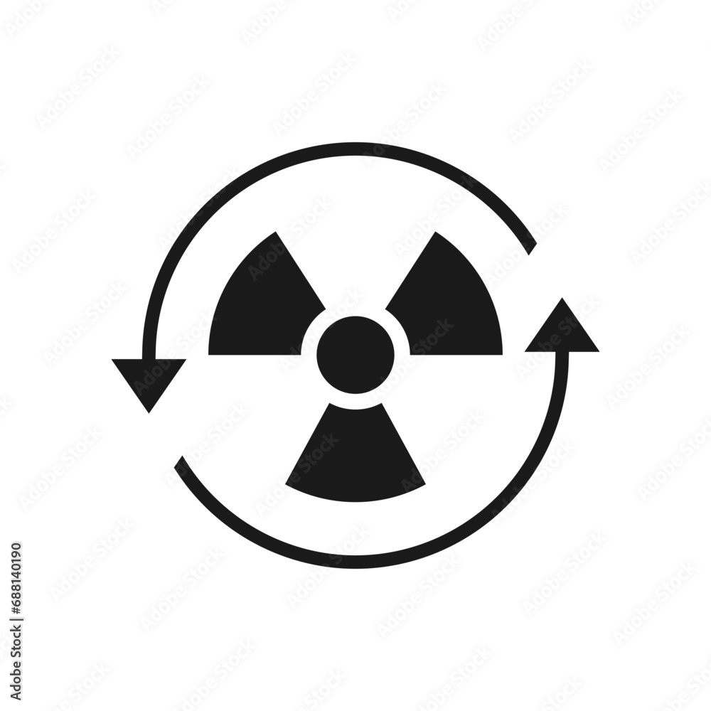 Nuclear energy cycle icon flat style isolated on white background. Vector illustrtion Nuclear energy cycle icon flat style isolated on white background. Vector illustrtion