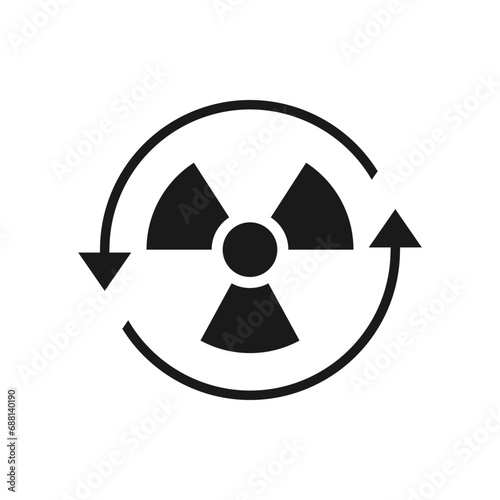 Nuclear energy cycle icon flat style isolated on white background. Vector illustrtion