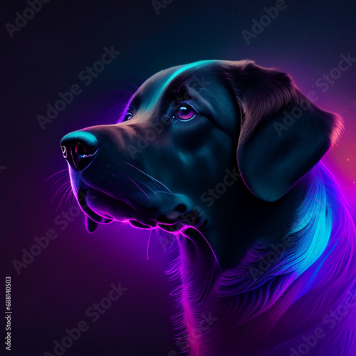 Wallpaper Mural Abstract  dog animal head dark pastel colors digital wallpaper background copy space generative AI Torontodigital.ca