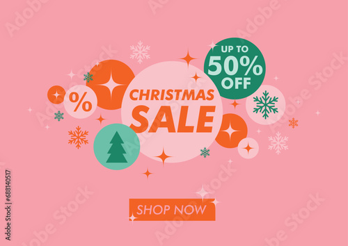 christmas sale background,vector illustration with stars ,snowflakes and christmas tree in colorful design