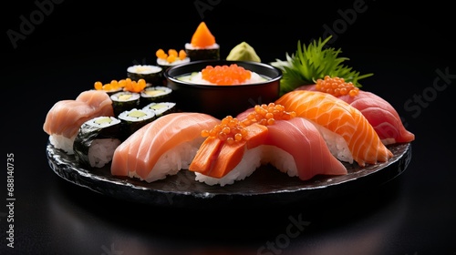 A concept for a delicious and luxurious seafood assortment for asian cuisine gourmet food.