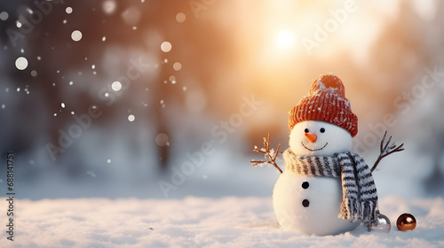 Snowman winter discount banner with copy space  winter concept  © artistic