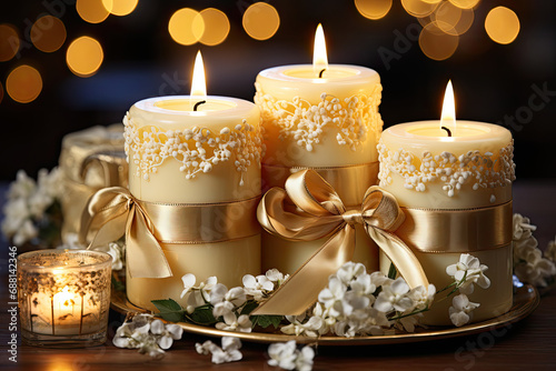 Advent Christmas gold candles card