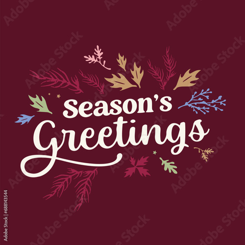 Season greetings typography composition. Decorative design element for postcards  prints  posters