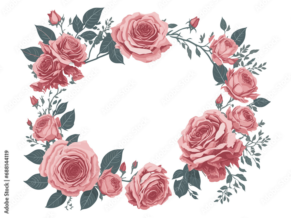 watercolor flower frame with text space, Png Clip art.ai generative
