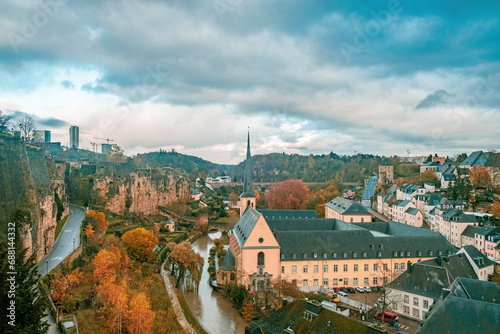 View of the old town in Europe during the Fall near Luxembourg