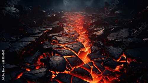 Dramatic Lava Fields and Jagged Peaks at Sunset
