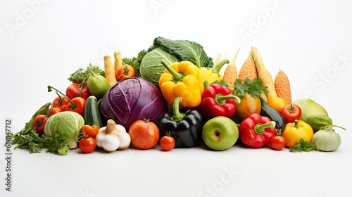 A mixture of vibrant vegetables on a white background.