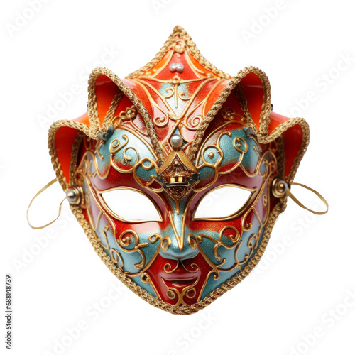 Colorful Venice carnival mask isolated on transparent background