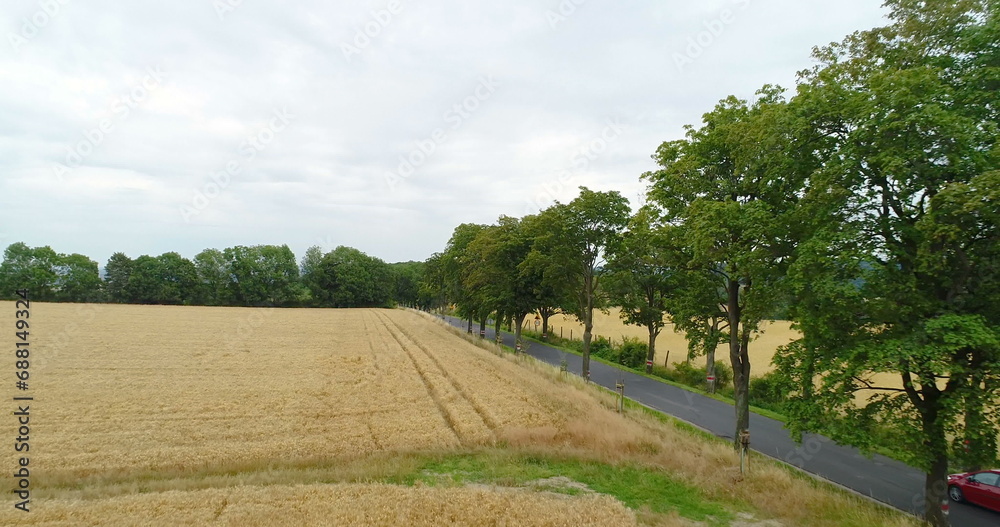 Obraz premium Car passing highway aerial view