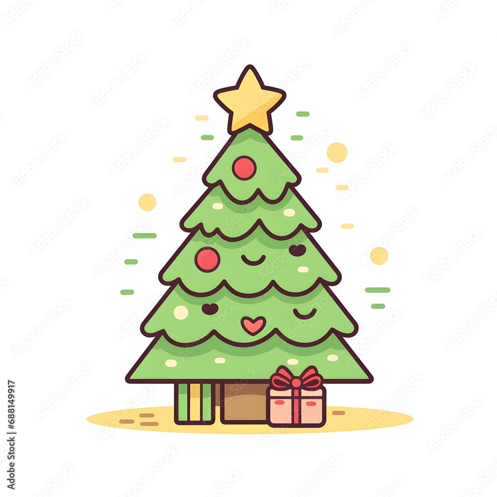 Obraz premium Cute Clean Christmas Tree Icon