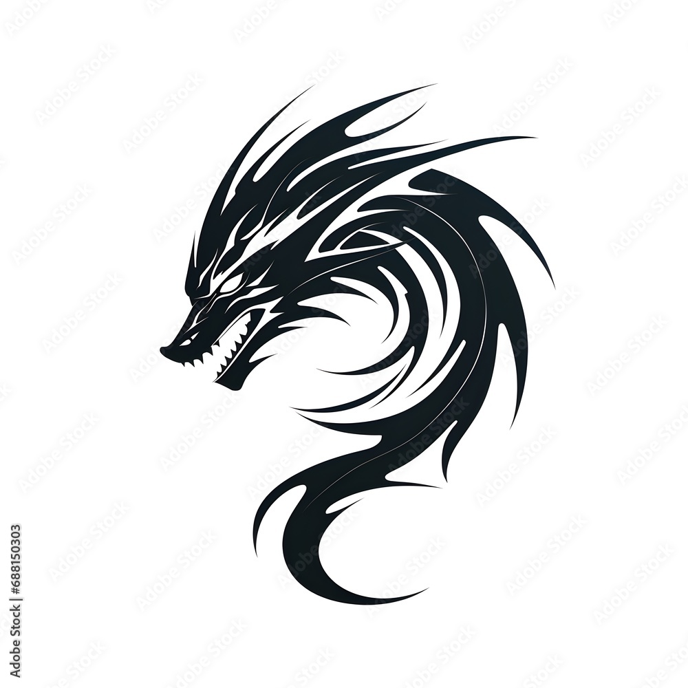 Fototapeta premium Black and White Dragon Tattoo Design